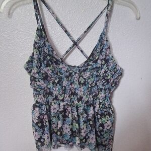 Anthropologie Floral Camisole in Blue and Green